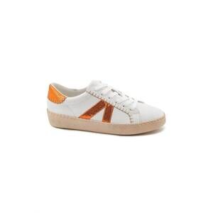 NEW CORKYS FOOTWEAR women's friend zone sneaker in orange and white
